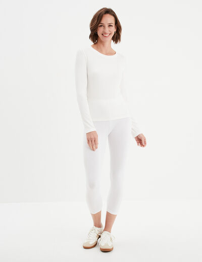 Legging 7/8ème taille élastiquée blanc femme