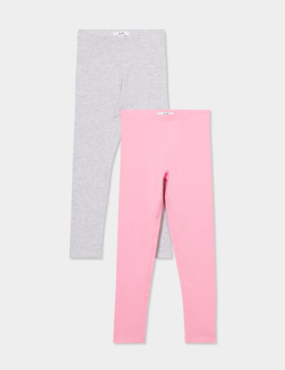 Lot 2 leggings coton gris clair fille