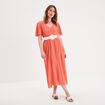 Robe longue empire fils métallisés rose corail femme