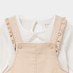 Ensemble 3 pi&egrave;ces avec robe salopette beige b&eacute;b&eacute; fille