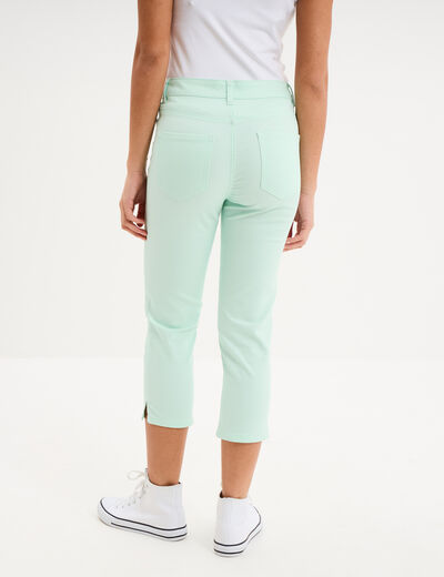 Pantalon capri slim twill 5 poches vert clair femme