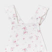Robe salopette bretelles à volants coton ecru bébé fille