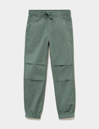 Pantalon battle taille &eacute;lastiqu&eacute;e coton vert gar&ccedil;on