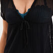 Robe de plage ajour&eacute;e col V noir femme