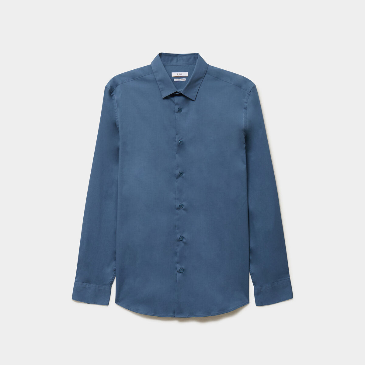 Chemise stretch manches longues bleu gris homme