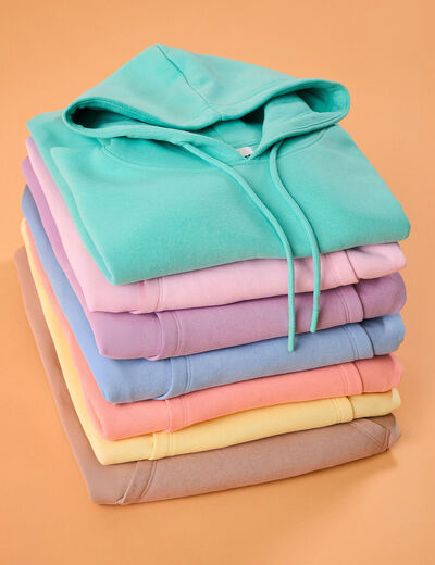Sweat hoodie molleton à capuche jaune clair femme
