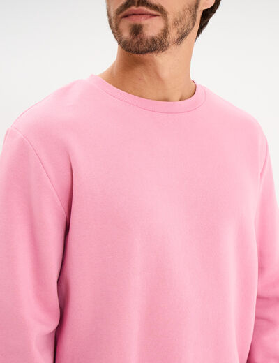 Sweat molleton col rond rose homme