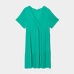 Robe courte évasée col cache-coeur vert femme grande taille