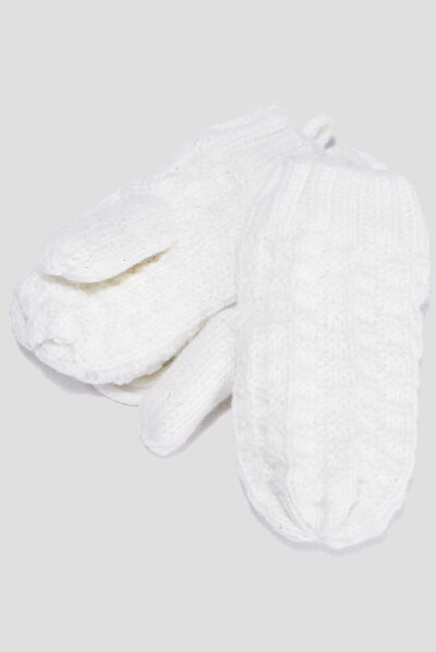 Ensemble bonnet et moufles ivoire bébé fille
