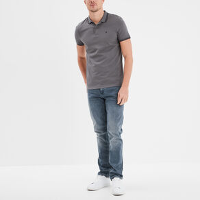 polo manches courtes bords contrastes gris fonce homme Polo manches courtes bords contrastés gris foncé homme
