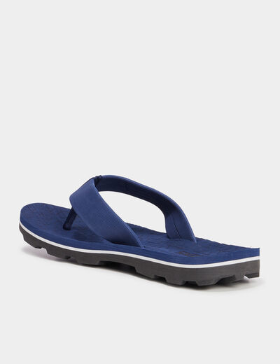 Tongs semelle crantée bleu marine homme