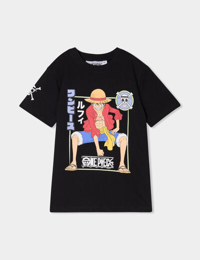 T-shirt manches courtes One Piece Luffy noir garçon