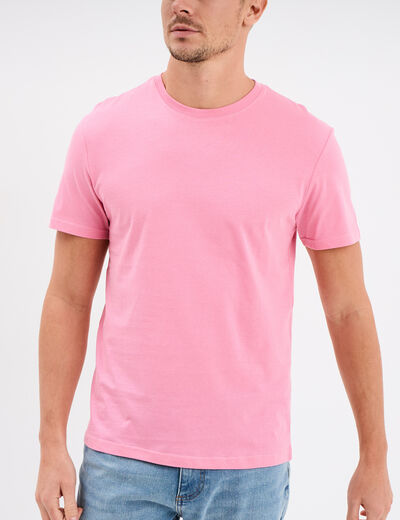 T-shirt droit en coton manches courtes rose homme