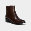 Boots en cuir zipp&eacute;e &agrave; talons marron femme