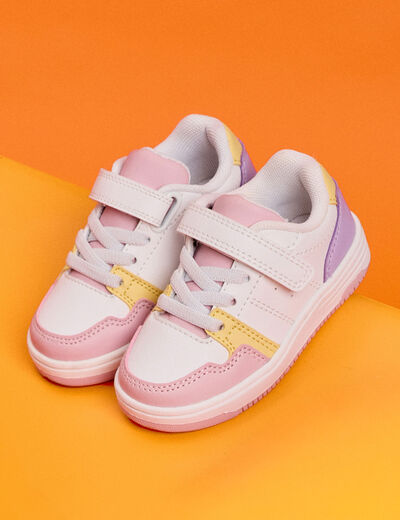 Tennis basses &agrave; scratchs multicolore b&eacute;b&eacute; fille