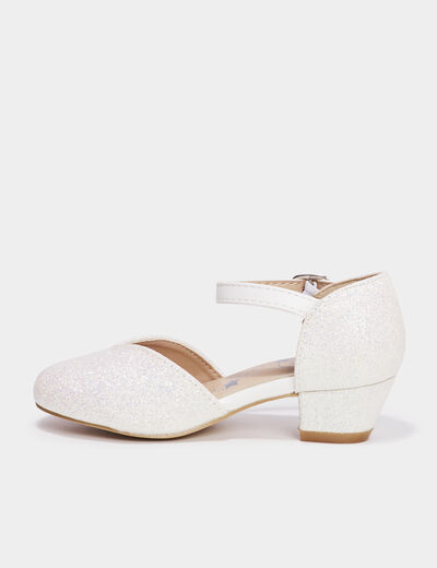 Babies c&eacute;r&eacute;monie &agrave; talons paillettes blanc fille
