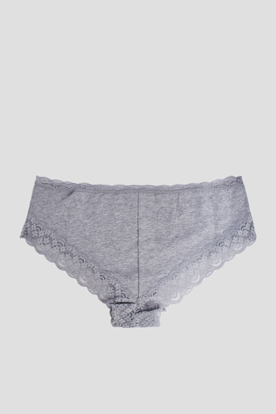 Lot 3 shortys en coton avec dentelle gris femme
