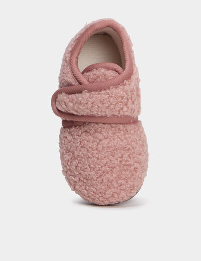 Chaussons effet bouclette rose b&eacute;b&eacute; fille