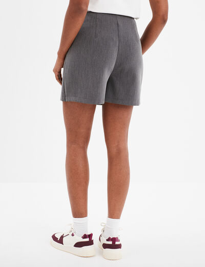 Jupe-short courte droite zippée gris foncé femme