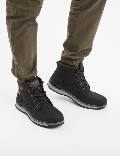 Bottines montantes &agrave; lacets noir homme