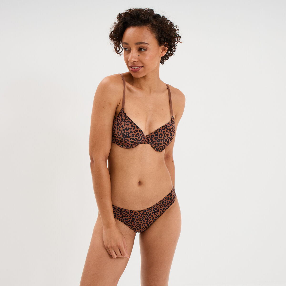 Culotte microfibre sans coutures marron femme