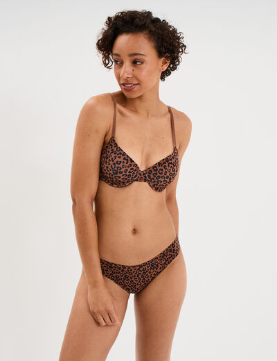 Culotte microfibre sans coutures marron femme