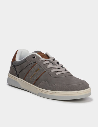 Tennis basses &agrave; lacets Lee Cooper gris homme