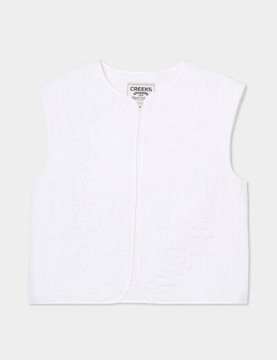 Gilet matelassé sans manches blanc femme