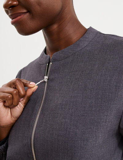 Veste bomber manches longues gris clair femme