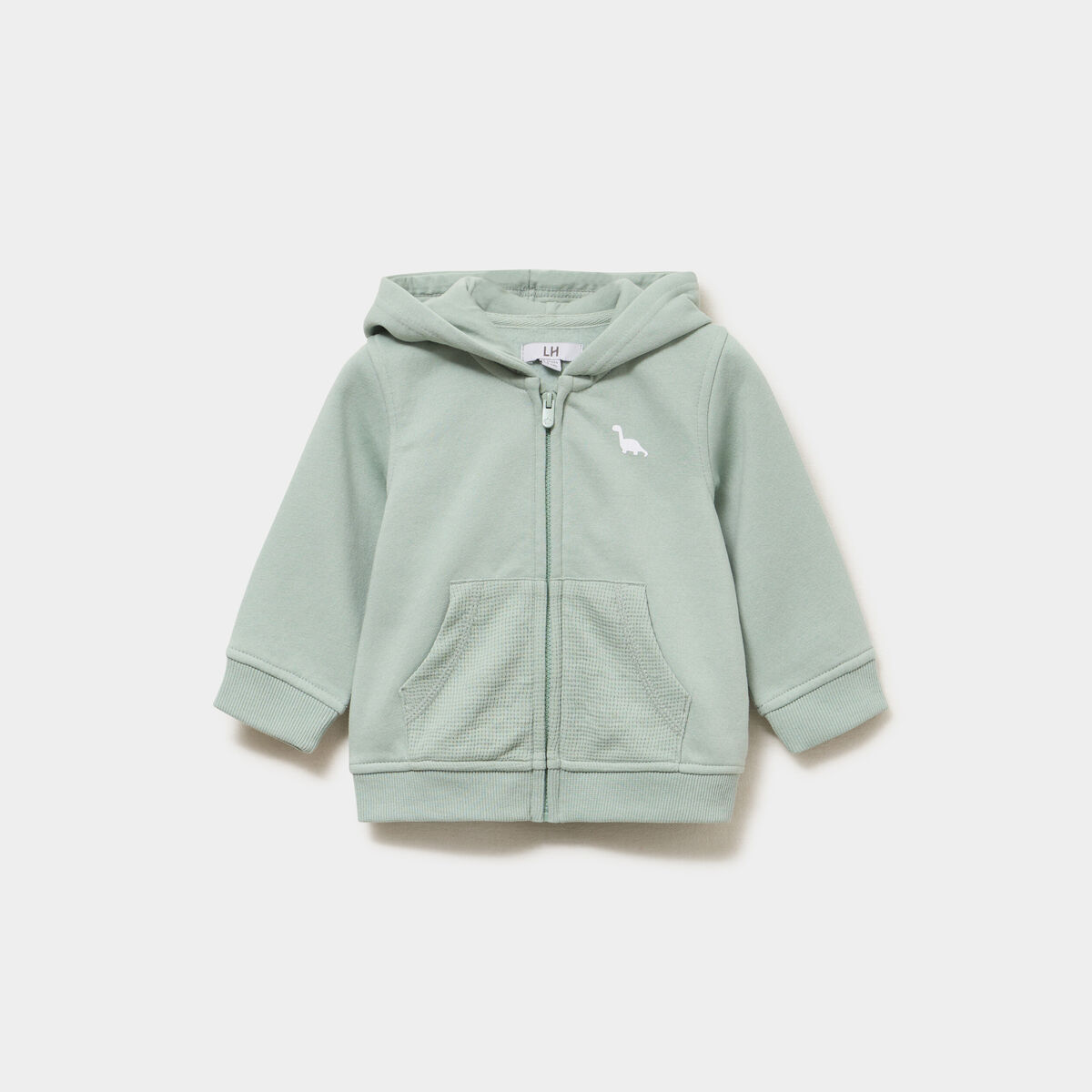 Sweat zipp&eacute; &agrave; capuche vert pastel b&eacute;b&eacute; gar&ccedil;on