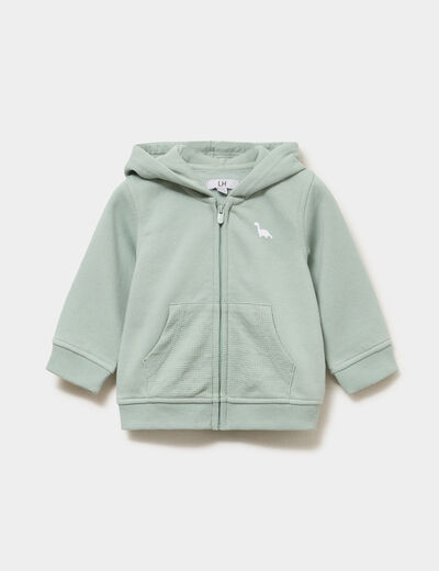 Sweat zipp&eacute; &agrave; capuche vert pastel b&eacute;b&eacute; gar&ccedil;on