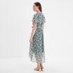 Robe longue évasée col cache-coeur vert foncé femme