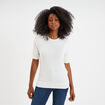 Pull manches courtes col rond blanc femme