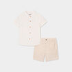 Ensemble chemise et short coton beige b&eacute;b&eacute; gar&ccedil;on