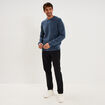 Pull col rond manches longues bleu gris homme