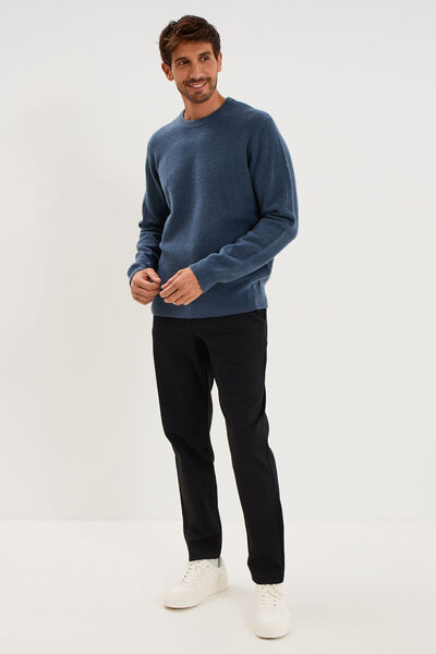 Pull col rond manches longues bleu gris homme