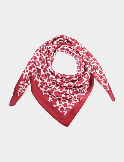 Foulard carr&eacute; effet satin bordeaux femme