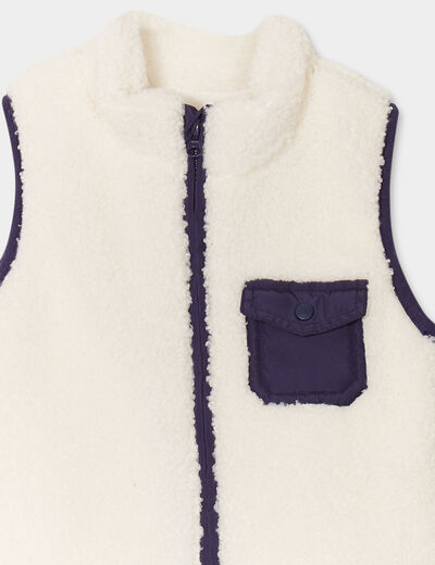 Gilet sans manches effet sherpa blanc bébé garçon