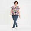 T-shirt col en V manches courtes ecru femme grande taille