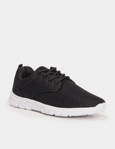 Baskets plates running crantées noir homme