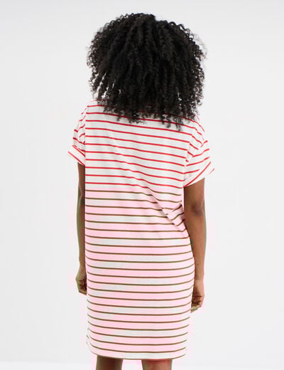 Robe t-shirt manches courtes coton ecru femme