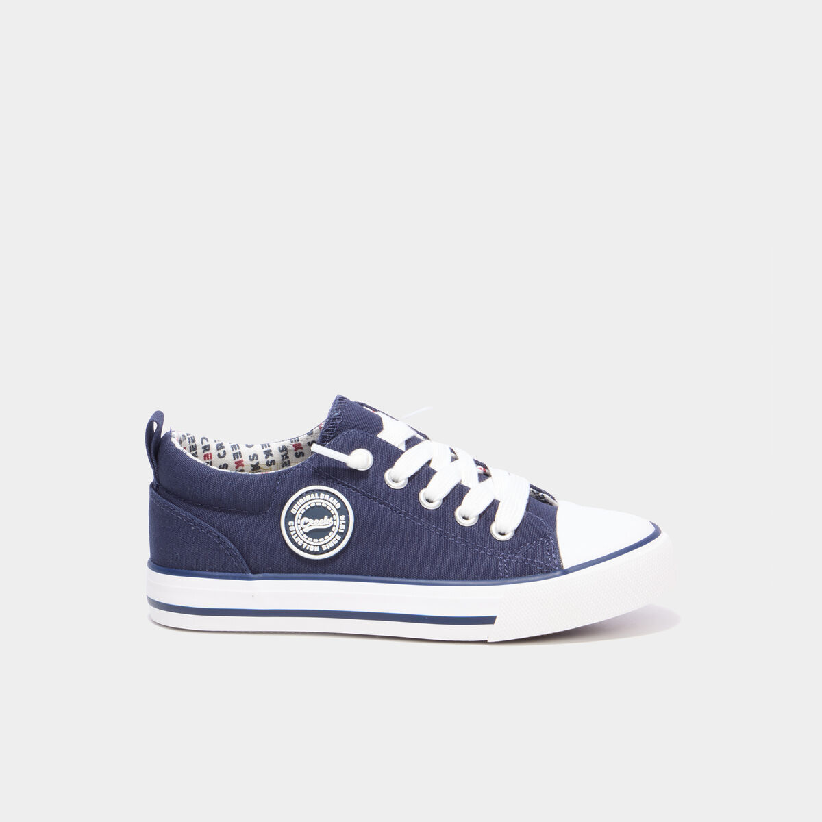 Tennis basses toile lacets bout renforc&eacute; bleu marine gar&ccedil;on