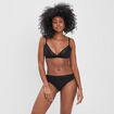 Shorty côtelé micro dentelle noir femme