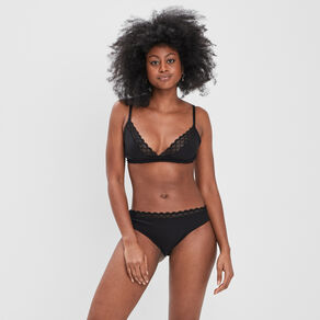 Shorty côtelé micro dentelle noir femme