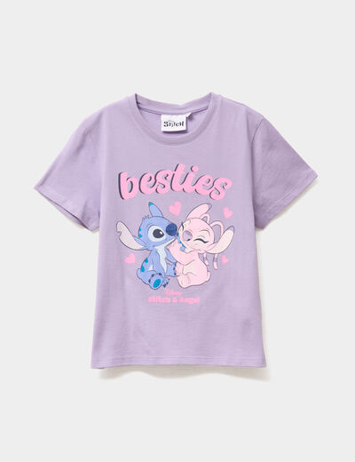 T-shirt manches courtes coton Stitch parme fille