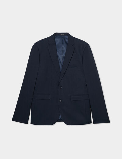 Veste de costume droite ajust&eacute;e bleu marine homme