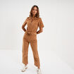 Combinaison pantalon cropped en velours beige femme