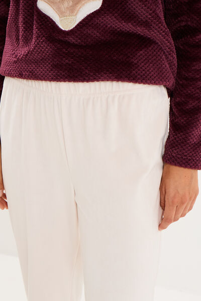 Ensemble pyjama pantalon polaire prune femme