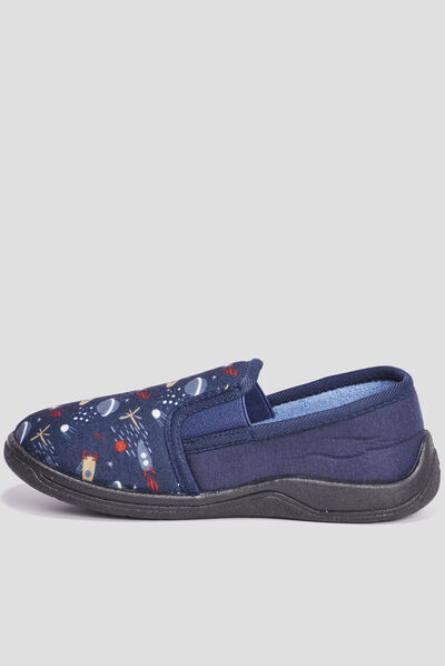 Chaussons emboîtant dessin espace bleu marine garçon
