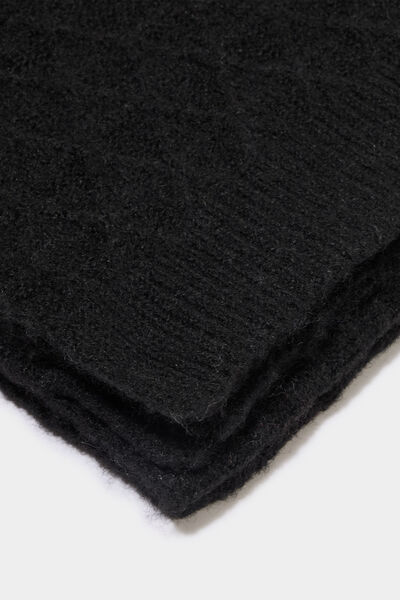 &Eacute;charpe tricot&eacute;e rectangulaire noir femme